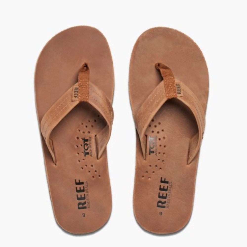 Reef Draftsmen Men’s Brown Made in Brazil Flip Flop Sandals Bottle Opener Sz 9